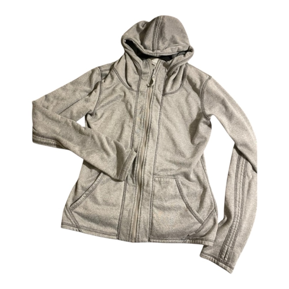 Bench Women’s Large L Gray Hooded Jacket Thumb Holes